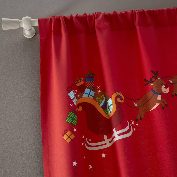 Santa's Christmas Presents Curtain Panel Red - Ideal