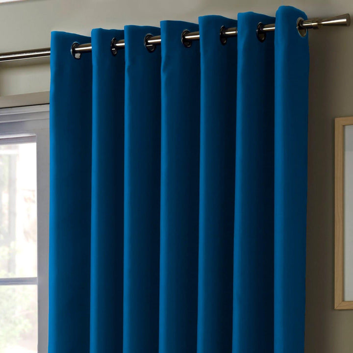 Essential 95% Blackout Eyelet Curtains Blue -  - Ideal Textiles