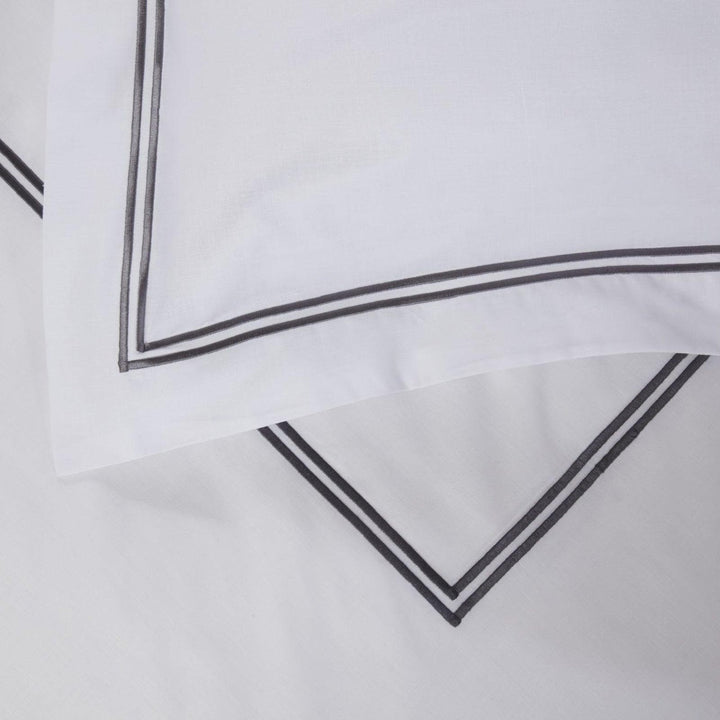 Mayfair Classic Embroidered Border White & Graphite Duvet Cover Set - Ideal