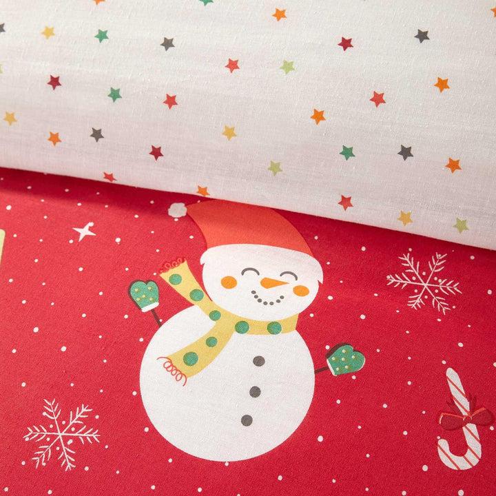 Elf & Santa Reversible Christmas Red Duvet Cover Set -  - Ideal Textiles