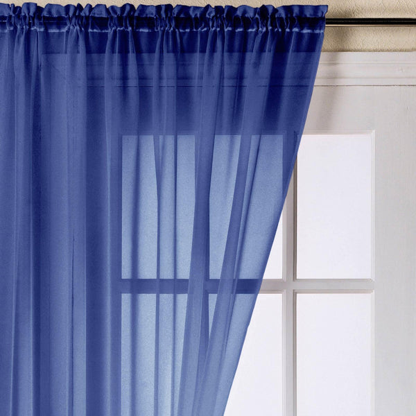 Trent Sheer Voile Curtain Panels Navy - 59'' x 48'' - Ideal Textiles