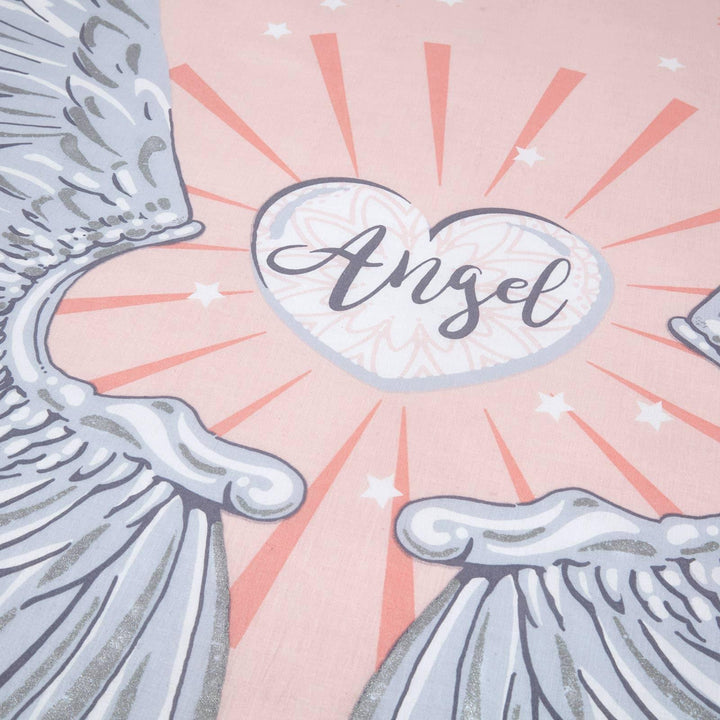 Angel Wings Glitter Print Blush Pink Duvet Cover Set -  - Ideal Textiles