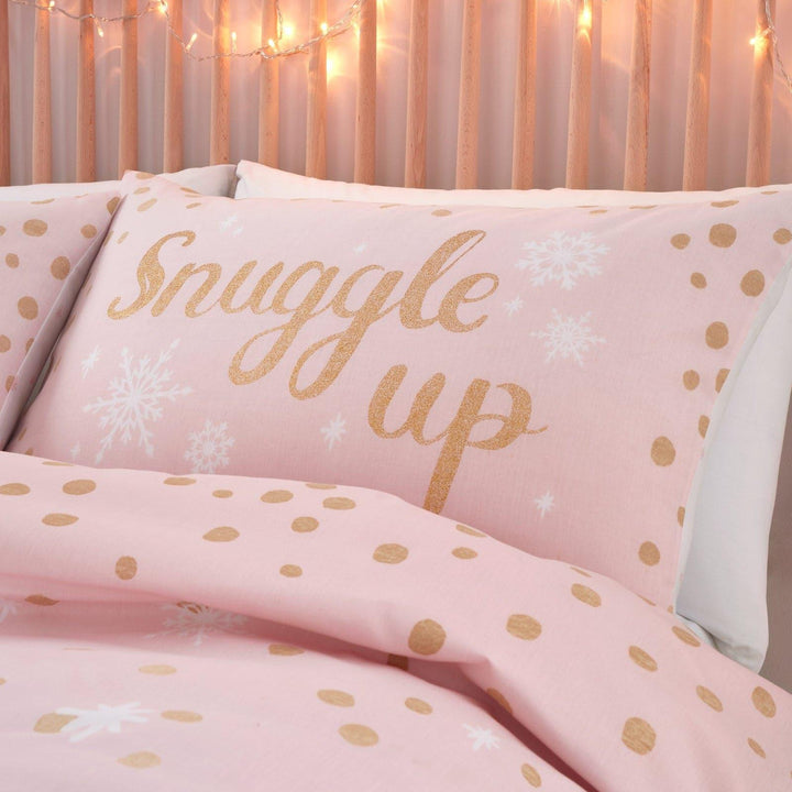 Baby it's Cold Outside Glittery Pink Christmas Duvet Cover Set -  - Ideal Textiles