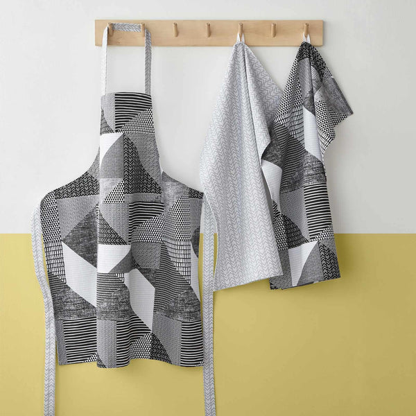 Larsson Geo 100% Cotton Kitchen Apron Grey -  - Ideal Textiles