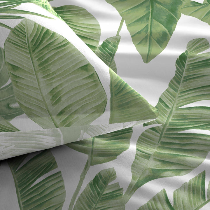 Tahiti Tropical Palm Leaf Green Duvet Cover Set -  - Ideal Textiles