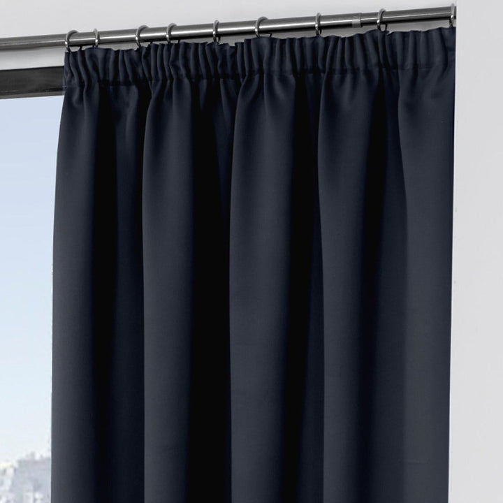 Cali Plain Thermal Blackout Tape Top Curtains Black -  - Ideal Textiles