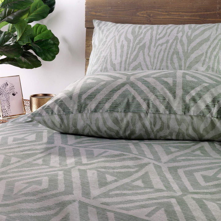 Tanza Global Geometric Desert Sage Duvet Cover Set -  - Ideal Textiles