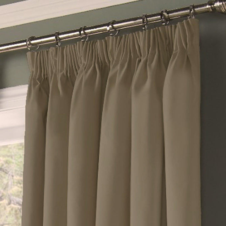 Essential 95% Blackout Tape Top Curtains Beige -  - Ideal Textiles