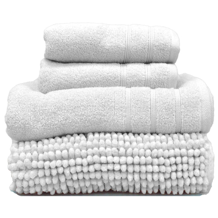 Loom Editions 4 Piece Towel Bale & Bath Mat Set White - Ideal