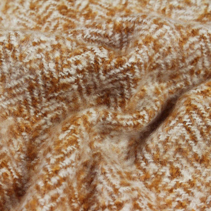 Weaver Herringbone Tasselled Gold Throw 130cm x 180cm -  - Ideal Textiles