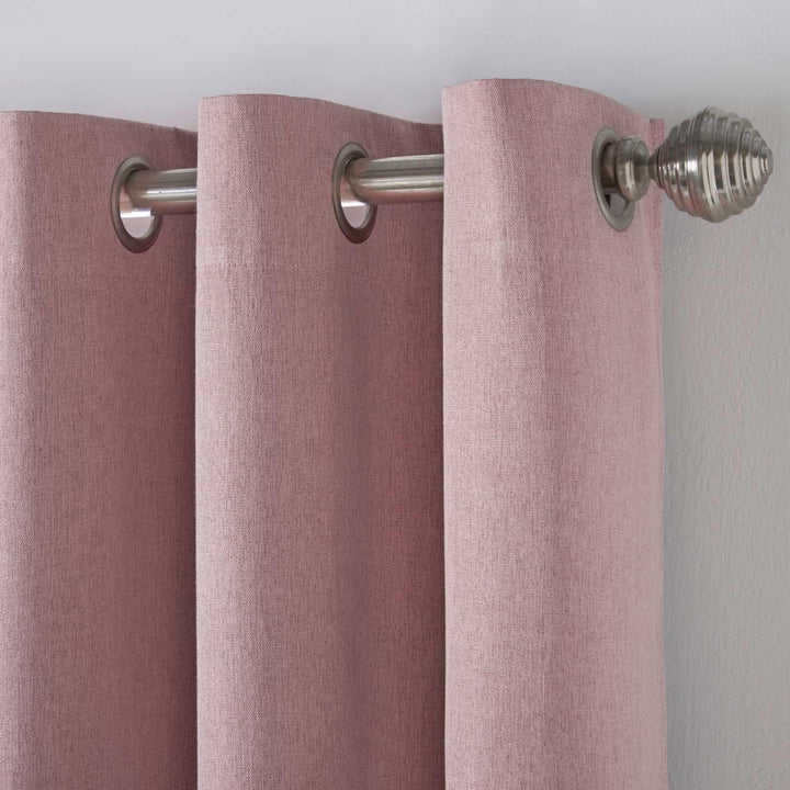 Linen Look Thermal Blackout Eyelet Curtains Blush -  - Ideal Textiles