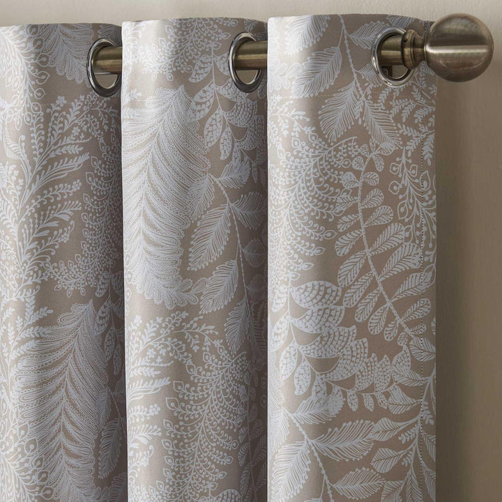 Ferndown Leaf Thermal Blockout Eyelet Curtains Cream -  - Ideal Textiles