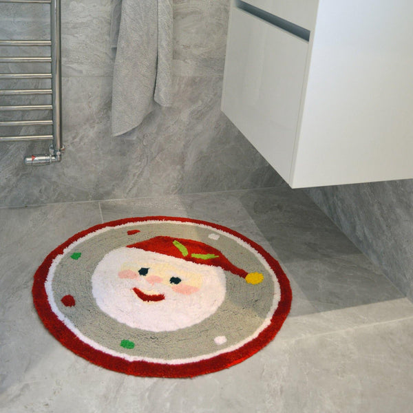Santa Christmas Round Non-Slip Bath Mat Bath Mat Allure   