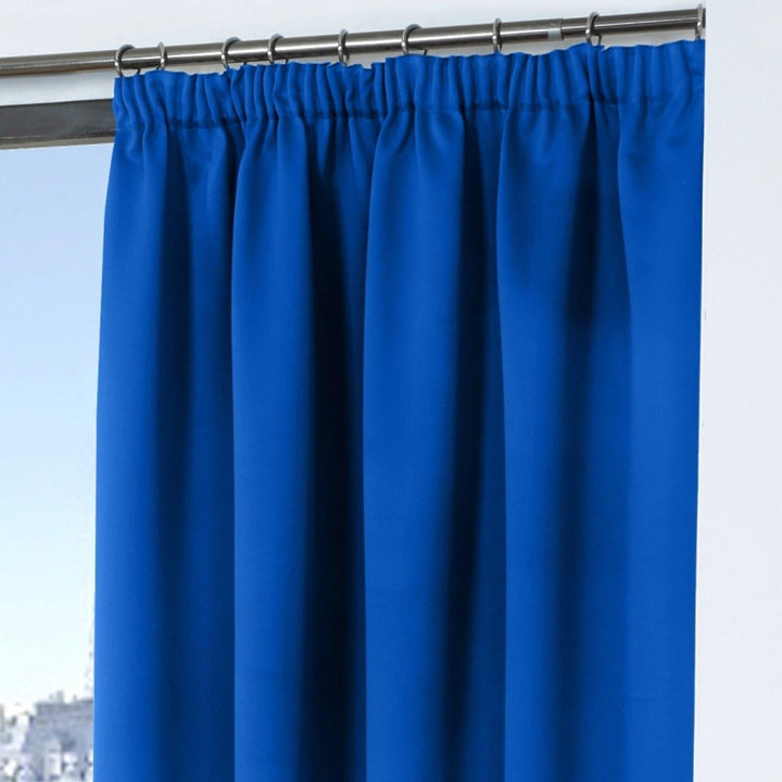 Cali Plain Thermal Blackout Tape Top Curtains Blue -  - Ideal Textiles