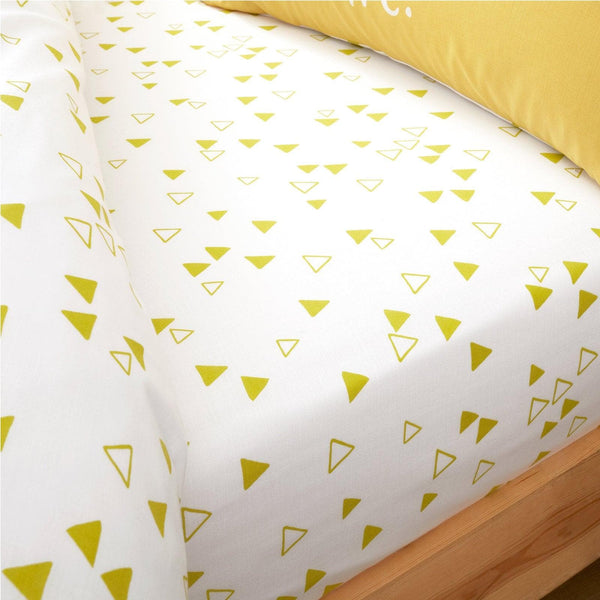Giraffe Geometric Print Fitted Sheets White & Yellow -  - Ideal Textiles