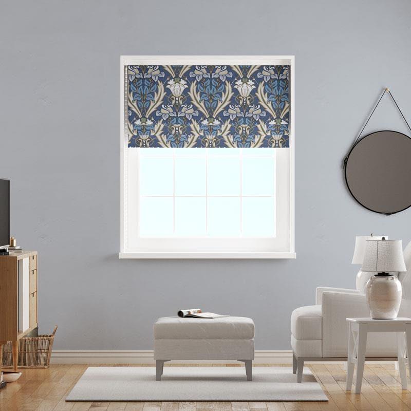 Acanthus Navy Made To Measure Roman Blind -  - Ideal Textiles