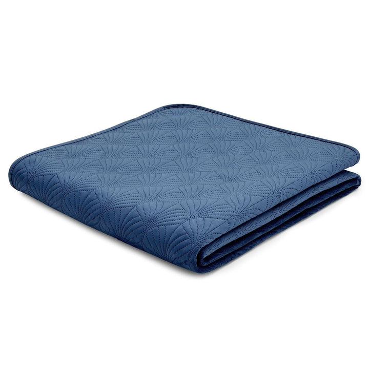 Art Deco Pearl Quilted Bedspread Navy Blue - Ideal