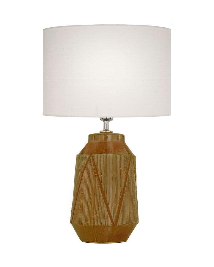 Safi Table Lamp Ochre Ceramic White Shade - Ideal