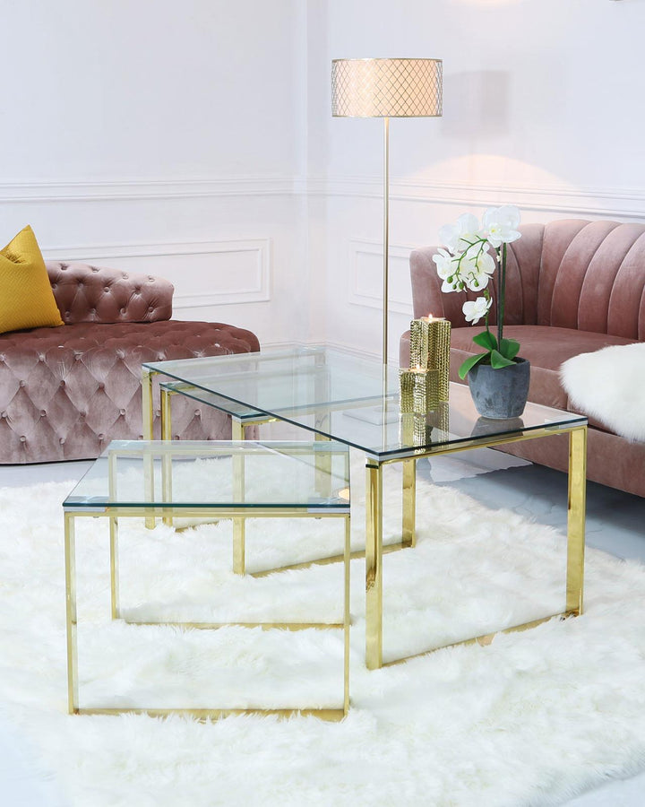 Vogue Gold Nest of Coffee Tables - Ideal