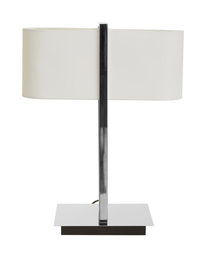 Chrome Sculptural Frame Table Lamp with White Shade - Ideal
