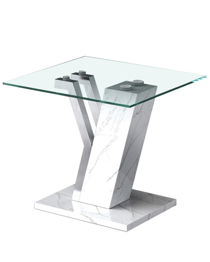 Bianco Marble Effect Side Table - Ideal