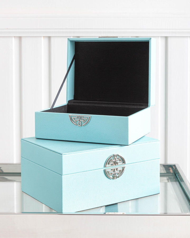 Blue Faux Leather Jewellery Boxes - Ideal