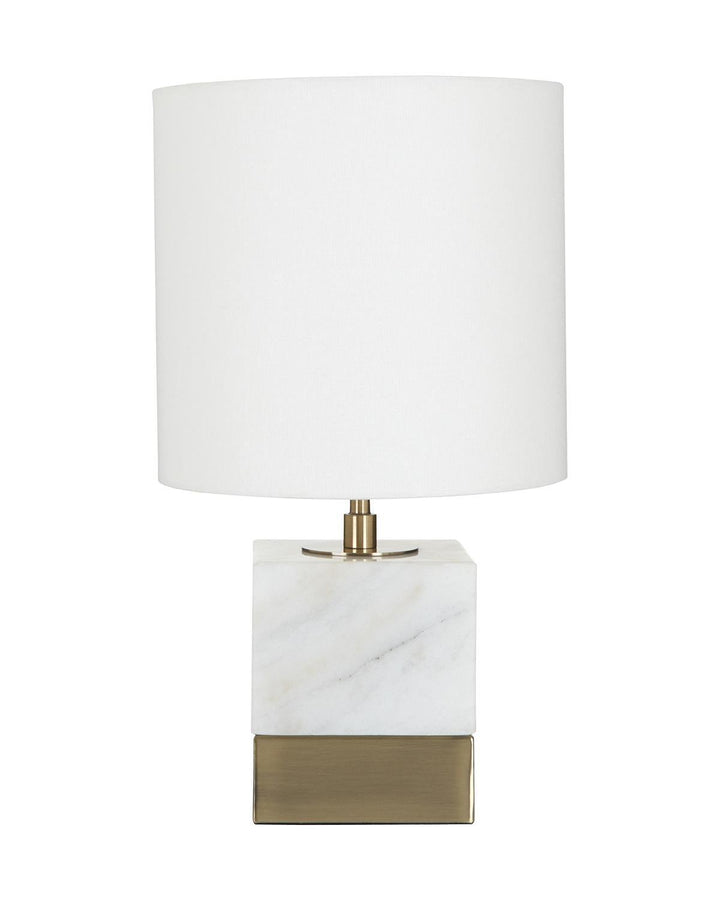 Laredo Minimalist White Marble and Brass Table Lamp - Ideal