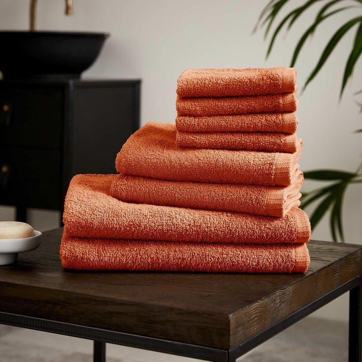 Quick Dry 100% Cotton 8 Piece Towel Bale Orange - Ideal