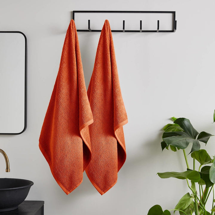 Quick Dry 100% Cotton Bath Sheet Pair Orange - Ideal
