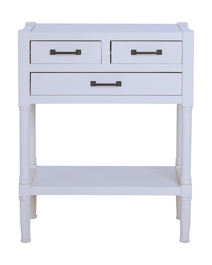 Pearl White Finish Sustainably Sourced Console Table with Drawers - Ideal