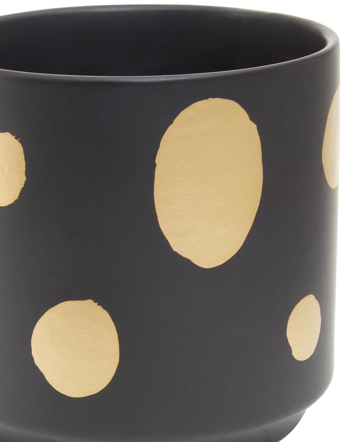 Soho Small Ceramic Plant Pot Black & Gold - Ideal