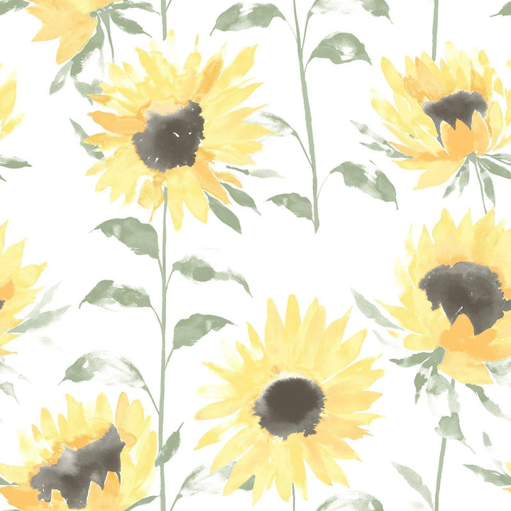 Painted Sunflowers Yellow Wallpaper - Ideal