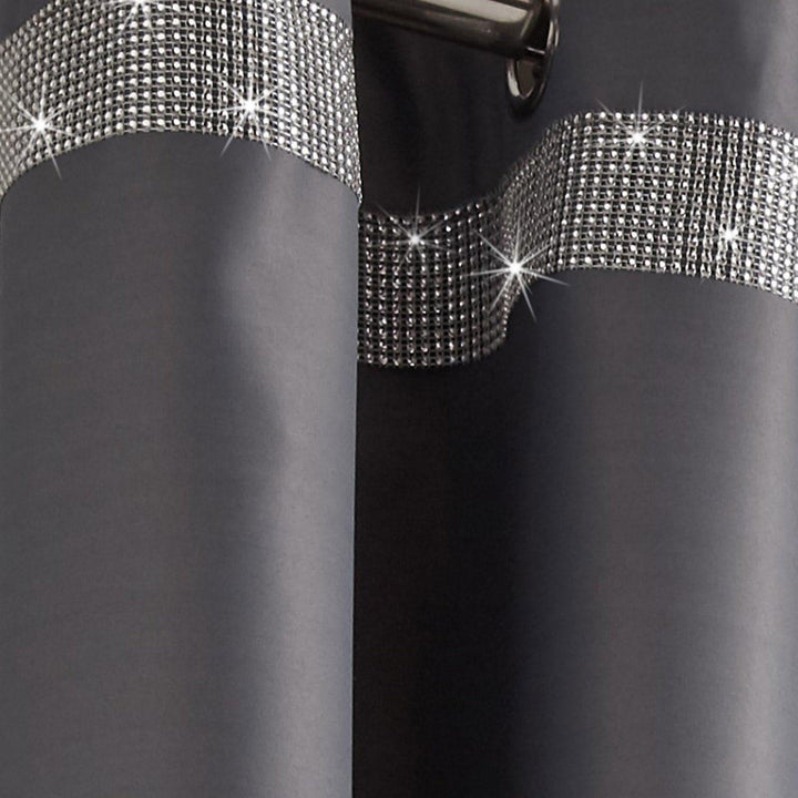 Palace Diamante Thermal Blockout Eyelet Curtains Silver -  - Ideal Textiles