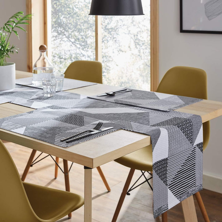 Larsson Geo 100% Cotton Table Runner Grey -  - Ideal Textiles
