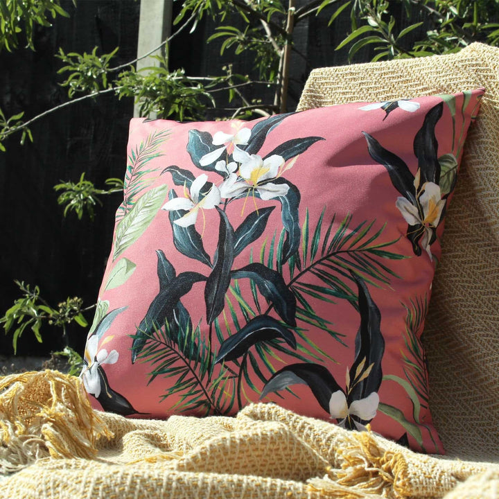 Honolulu Tropical Outdoor Pink Cushion Cover 17'' x 17'' -  - Ideal Textiles