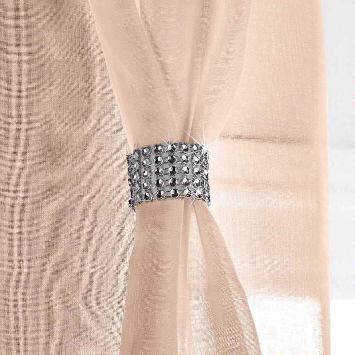 Diana Diamante Eyelet Voile Curtain Panels Blush -  - Ideal Textiles