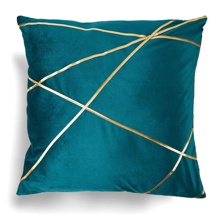 Vancouver Geometric Stitch Velvet Emerald Cushion Covers 17'' x 17'' -  - Ideal Textiles