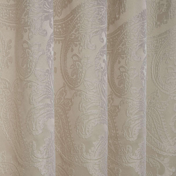 Duchess Paisley Jacquard Lined Tape Top Curtains Cream -  - Ideal Textiles