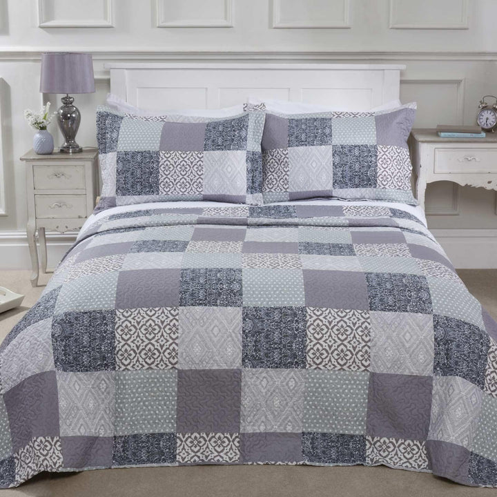 Chiltern Patchwork Stitch Quilted Multicolour Bedspread Set -  - Ideal Textiles