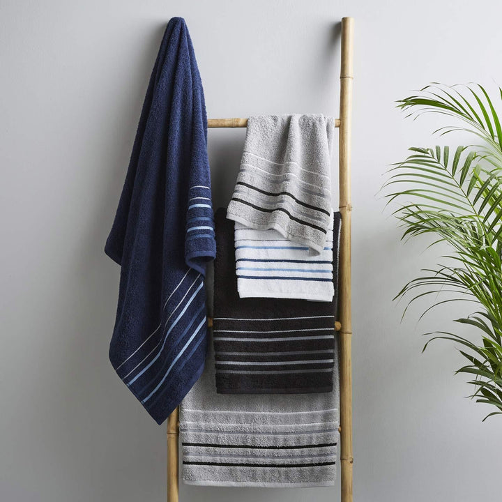 Java Stripe 100% Cotton Towel Grey - Ideal