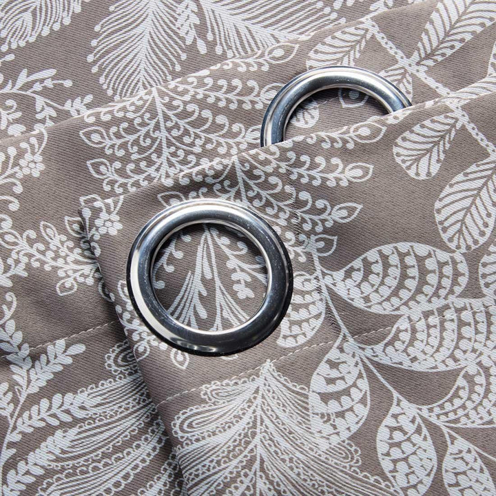 Ferndown Leaf Thermal Blockout Eyelet Curtains Latte -  - Ideal Textiles