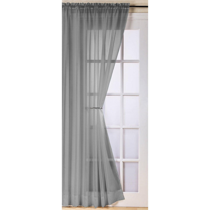 Trent Sheer Voile Curtain Panels Pewter -  - Ideal Textiles