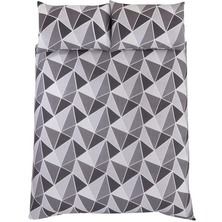 Leo Geometric Triangles Print Grey Duvet Cover Set -  - Ideal Textiles