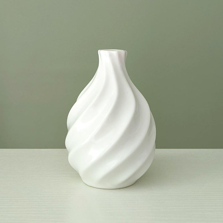 Silhouette Swirl Bud Vase 13cm White -  - Ideal Textiles