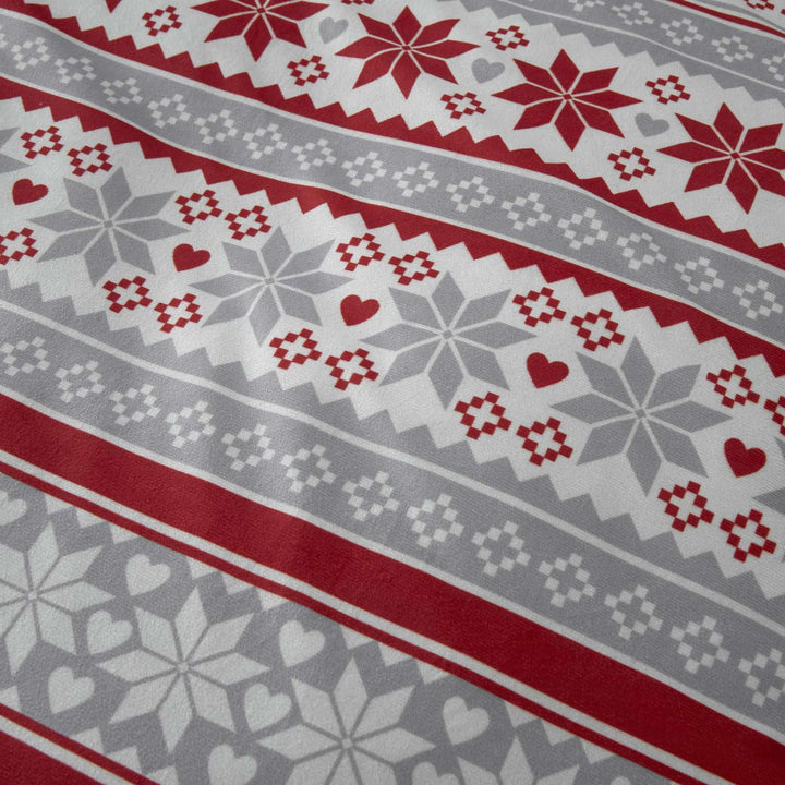 So Soft Velvet Fleece Fairisle Red Duvet Cover Set -  - Ideal Textiles