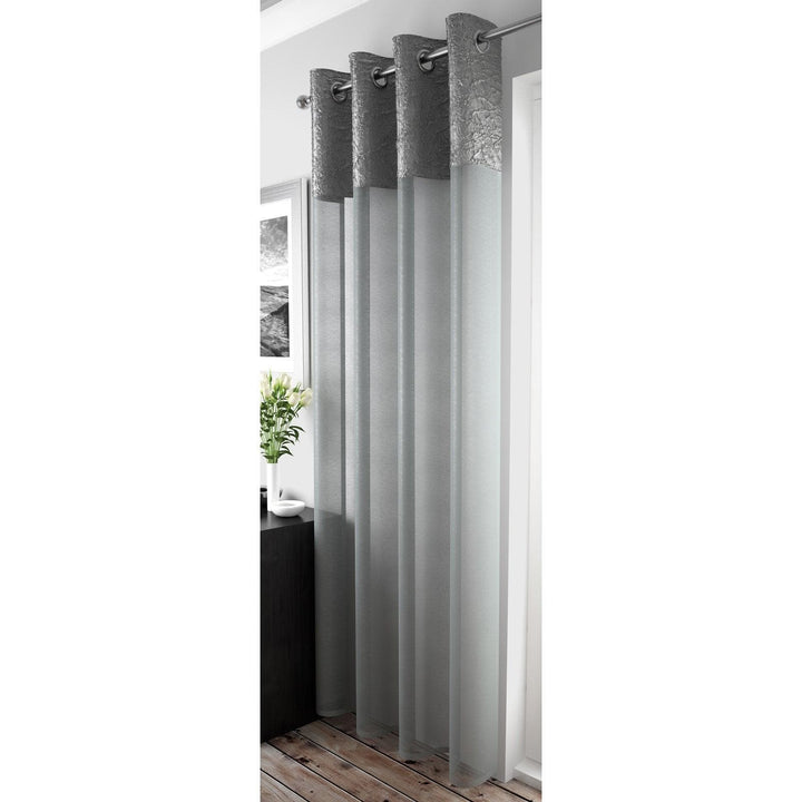Madeira Eyelet Voile Curtain Panels Silver -  - Ideal Textiles