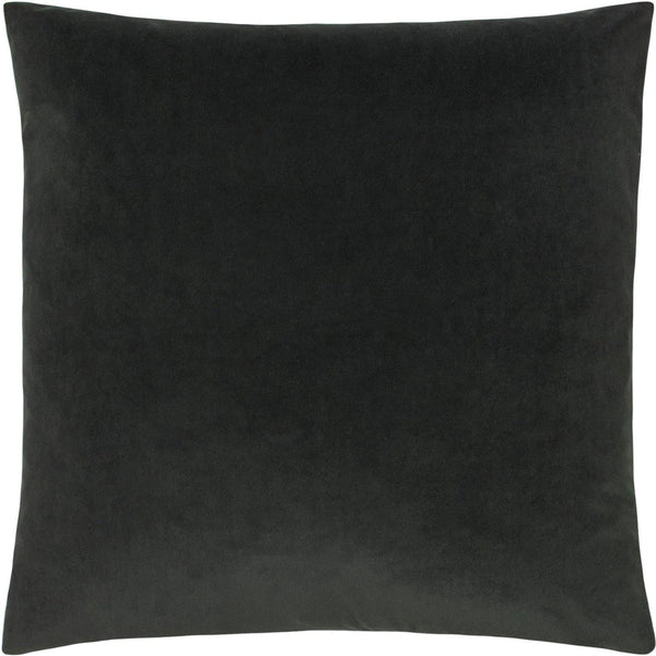 Sunningdale Plain Velvet Charcoal Filled Cushions 20'' x 20'' - Polyester Pad - Ideal Textiles