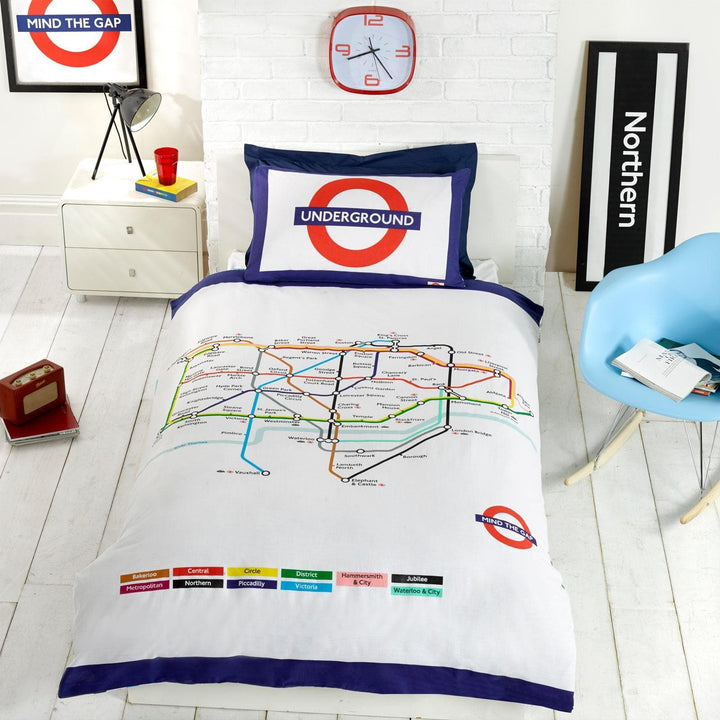 London Underground Map Reversible Duvet Cover Set - Single - Ideal Textiles