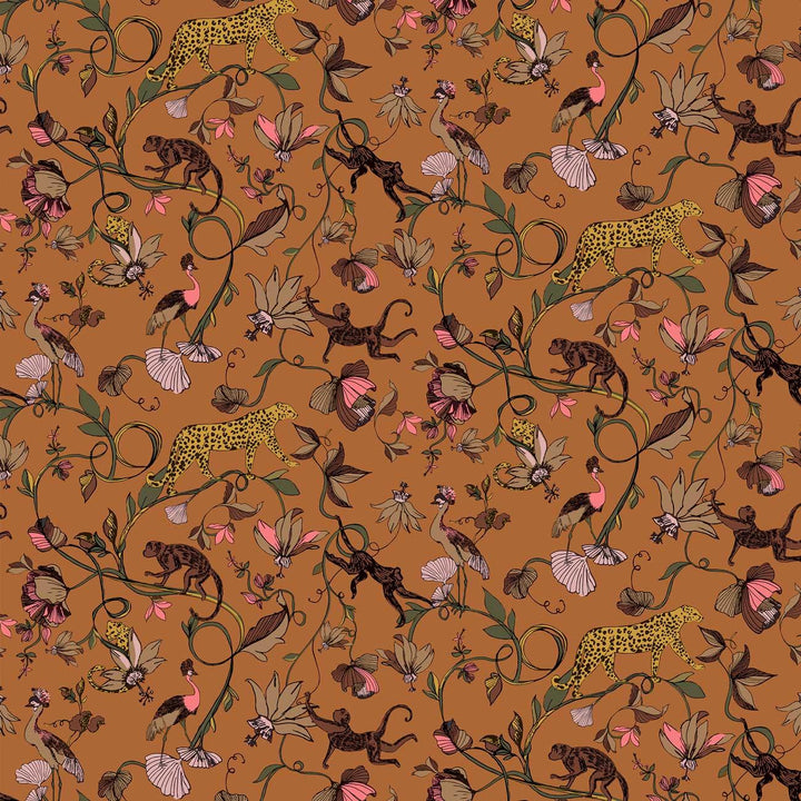 Exotic Wildlings Wallpaper Warm Sienna - Ideal