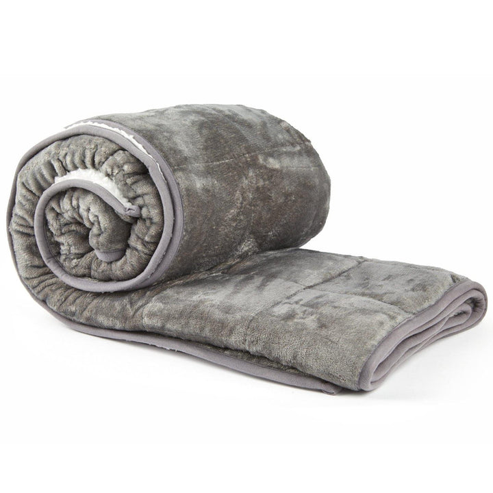 Super Soft Sherpa Fleece 6.9kg Weighted Blanket Throw Grey -  - Ideal Textiles